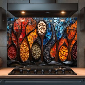 Dosseret en verre trempé, Dosseret en verre épicé pour la cuisine, Couvercle supérieur de cuisinière, Dosseret de poêle, Dosseret de cuisine, Dosseret pour cuisinière