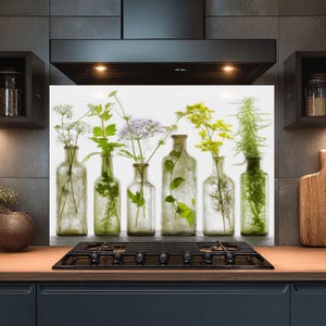Dosseret en verre trempé, Dosseret en verre fleuri pour la cuisine, Couvercle supérieur de cuisinière, Dosseret de poêle, Dosseret de cuisine, Dosseret pour cuisinière
