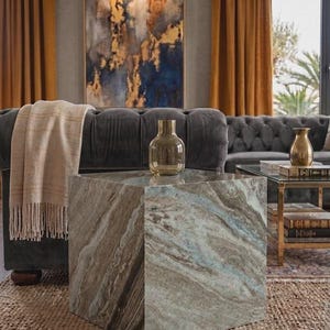Handgefertigter Brix Marmor Side Corner Couchtisch
