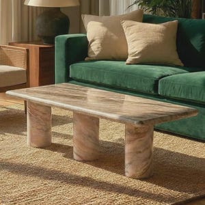 Handcrafted Polo Straight Marble Coffee Table