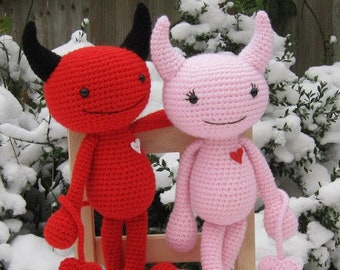 Devils in Love Amigurumi Crochet Pattern - English and German editions - Instant PDF download