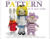 ENGLISH Instructions - Instant Download 3PDF Crochet Patterns Alice in Wonderland, White Rabbit and Cheshire Cat