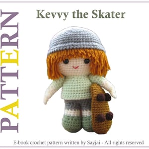 Kevvy the Skater, Amigurumi crochet pattern in English and German