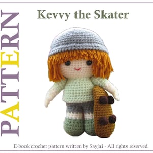 Kevvy the Skater, Amigurumi crochet pattern in English and German image 1