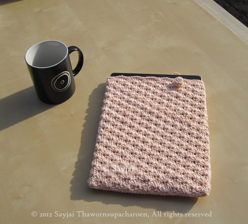 Raspberry and Blue iPad Case, PDF Crochet Pattern image 3