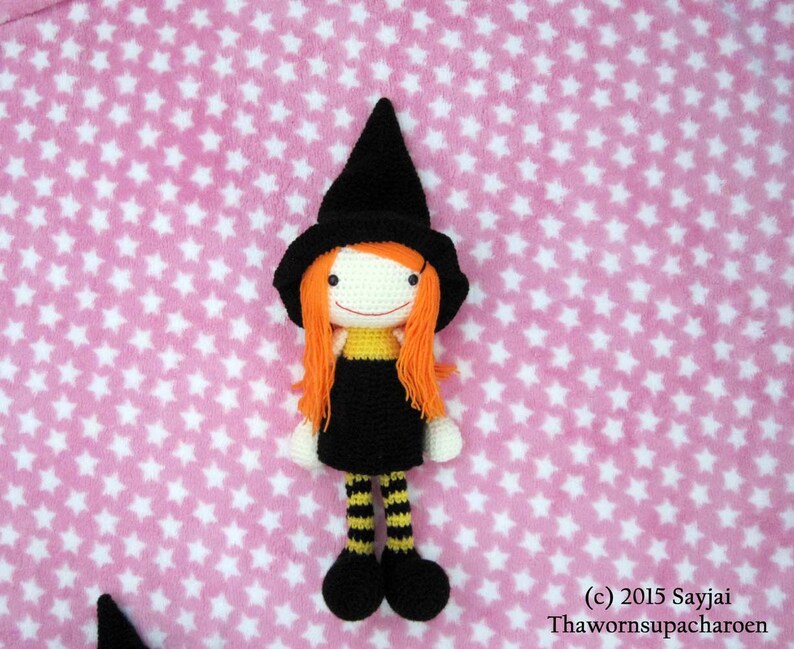 3 Witch Dolls for Halloween. Instant download PDF crochet pattern in English and German. image 4