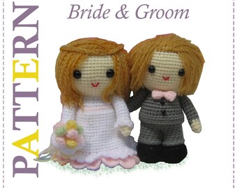 Patrón de crochet para novios y novias, descarga instantánea en PDF, en inglés y con traducción independiente al alemán