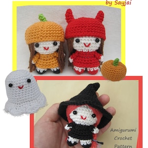 Halloween Girls, PDF Amigurumi Crochet Pattern image 1