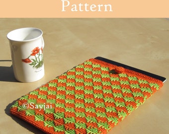 Orange & Green iPad Case  Crochet Pattern, English PDF file