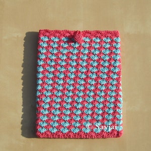 Raspberry and Blue iPad Case, PDF Crochet Pattern 画像 5