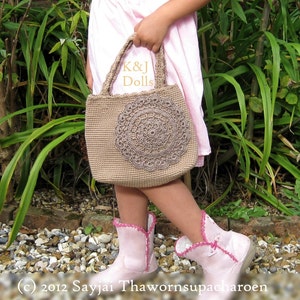 Brown Doily Hand Bag, PDF Crochet Pattern in English and German image 2