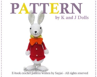 White Rabbit from Alice in Wonderland, PDF Crochet Pattern, English, French and German edition