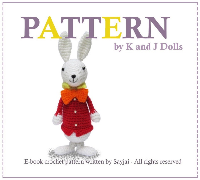White Rabbit from Alice in Wonderland, PDF Crochet Pattern, English, French and German edition image 1