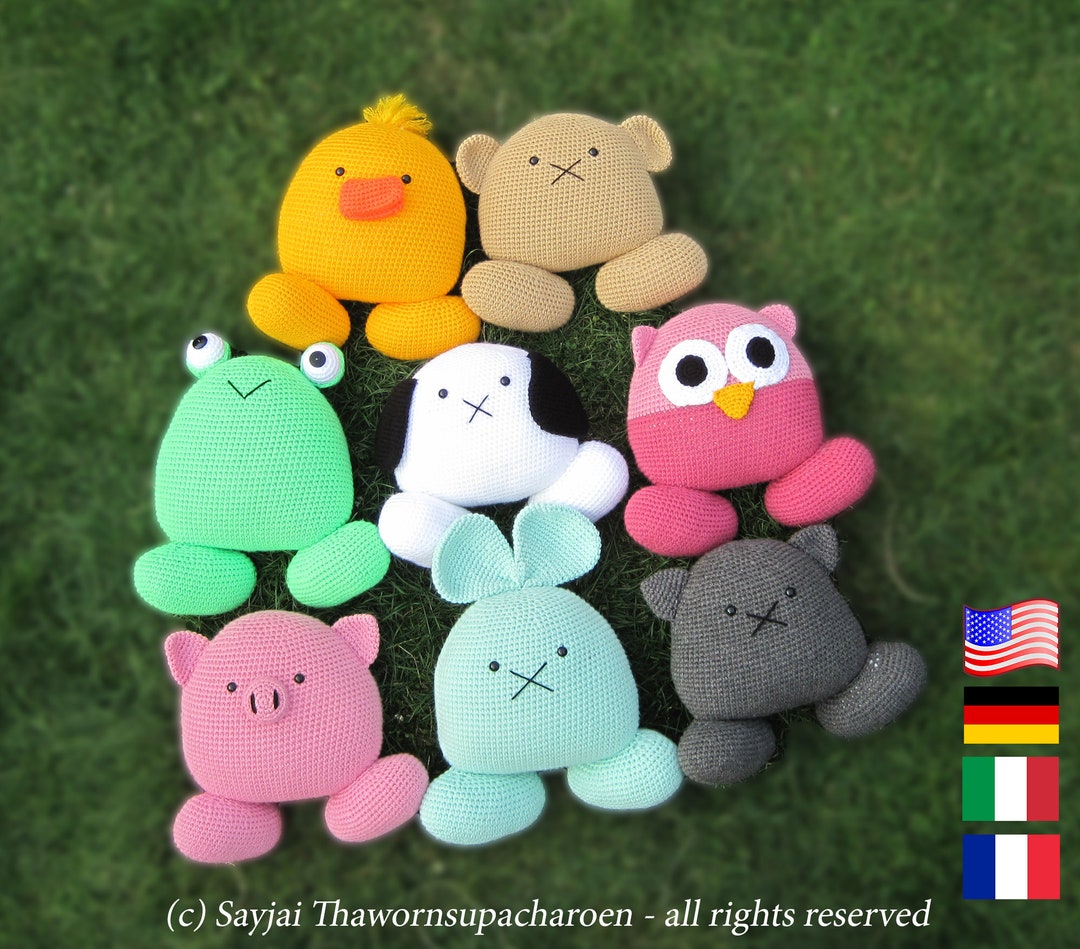 Pillow Pals, Crochet Pattern for Large Animal Pillows Etsy