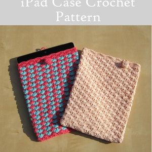 Capa para iPad Framboesa e Azul, Padrão de Crochê em PDF