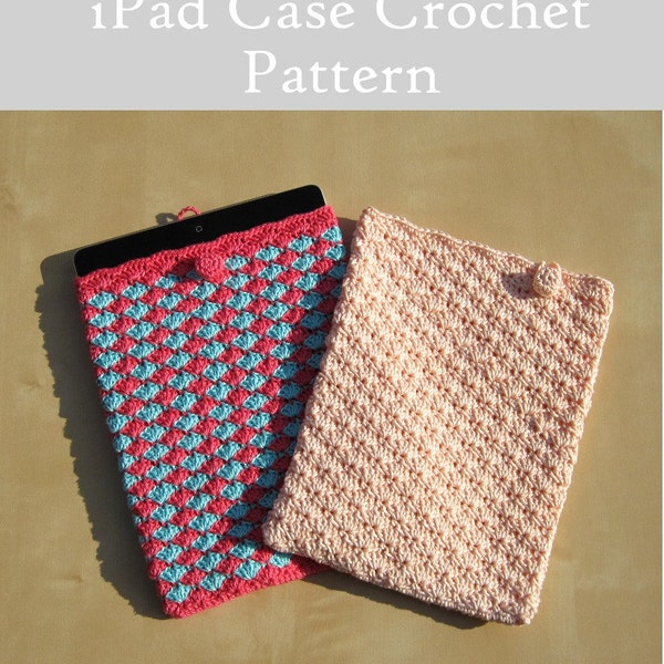 Raspberry and Blue iPad Case, PDF Crochet Pattern