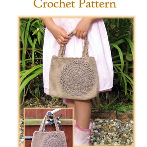 Brown Doily Hand Bag, PDF Crochet Pattern in English and German image 1