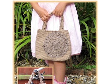 Brown Doily Hand Bag,  PDF Crochet Pattern in English and German