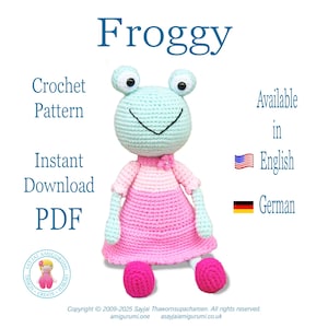 Froggy, Instant Download PDF Crochet Pattern, English and German PDF