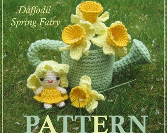 Daffodil Spring Fairy,  Instant Download PDF, Amigurumi Crochet Pattern, English and German edition