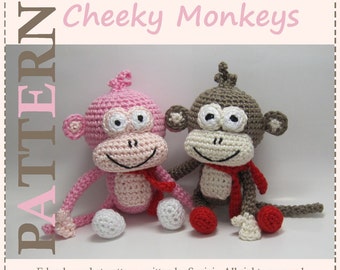 Cheeky Monkeys Amigurumi crochet pattern in English and German