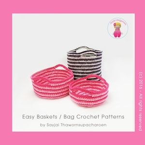 Easy Baskets / Bag crochet pattern. PDF tutorials in English and German.