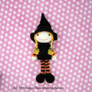 3 Witch Dolls for Halloween. Instant download PDF crochet pattern in English and German. image 3