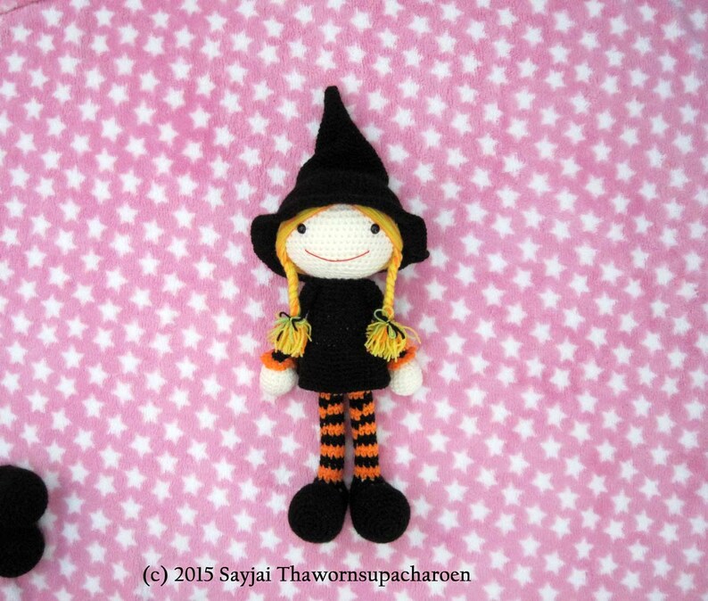 3 Witch Dolls for Halloween. Instant download PDF crochet pattern in English and German. image 3