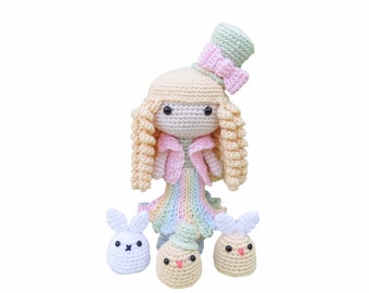 Spring Amigurumi Doll - Instant Download PDF Crochet Pattern - English, German, French, Danish and Dutch Tutorial