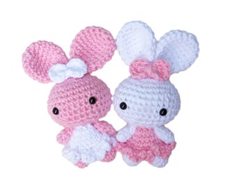 Crochet Kit, Easy Bunny complete beginner learn to crochet kit, make 2 bunnies