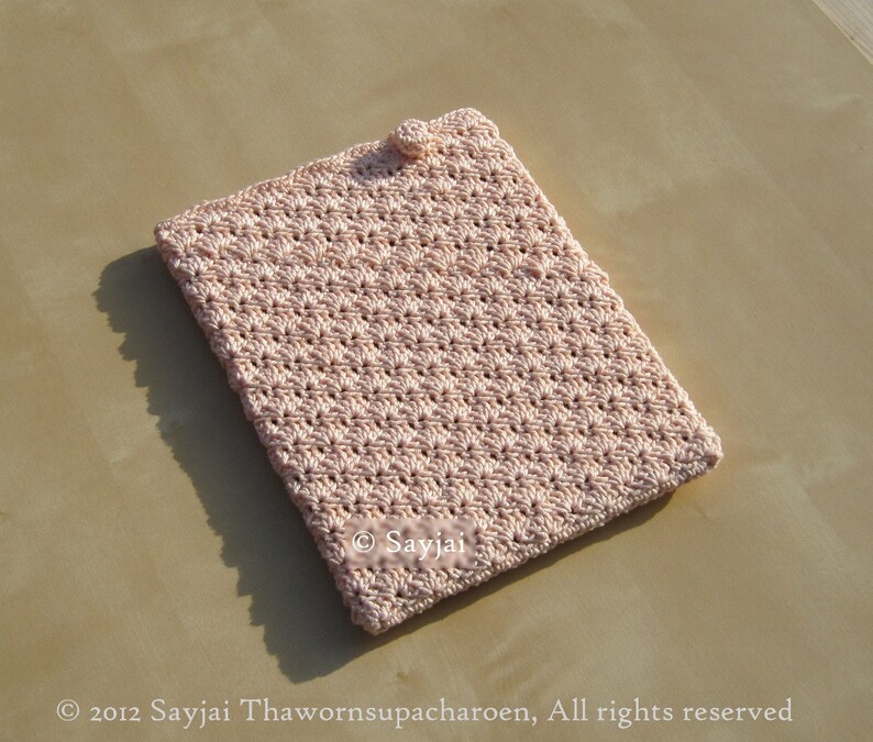 Raspberry and Blue iPad Case, PDF Crochet Pattern 画像 2