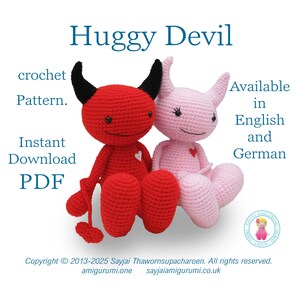 Wzór szydełkowy Amigurumi „Devils in Love” – wydanie angielskie i niemieckie – natychmiastowe pobranie pliku PDF