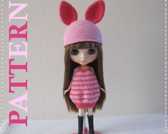 Piggy Dress and Hat, PDF crochet pattern in English