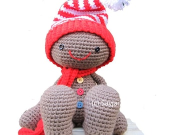 Huggy Gingerbread Man, PDF Crochet Pattern in English and German