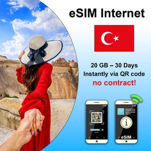 Türkiye eSIM - 20 GB voor 30 dagen - Geen contract, direct via QR-code - Online activering