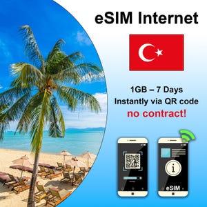 トルコのeSIM – 7日間1GB – 契約不要、QRコードで即時利用可能 – オンラインアクティベーション