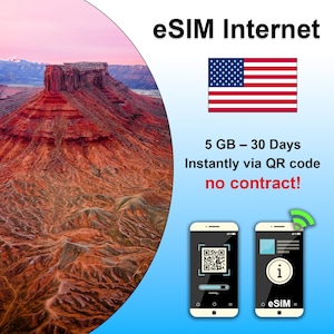 USA eSIM – 30日間5GB – 契約不要、QRコードで即時利用可能 – オンラインアクティベーション