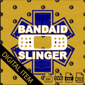 Star of Life &#39;Bandaid Slinger&#39; EMT Paramedic Vinyl Decal - First Responder Gift - Medical Professional Sticker&quot;