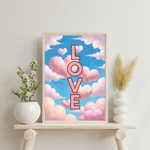 Valentine’s Digital Wall Art | Romantic Pink Heart Printables | Instant Download wall art decoration valentines day printable