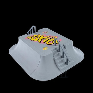 Funbox de tubo de um quarto impresso em 3D | Obstáculo de parque de skate personalizável | Rampa de manobras para fingerboard | Decoração exclusiva para parque de skate em miniatura | Presente para skatistas