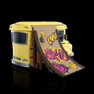 Obstáculo de skate de rampa de ônibus impresso em 3D | Recurso de parque de skate em miniatura personalizável | Rampa exclusiva para manobras de fingerboard | Presente para skatistas