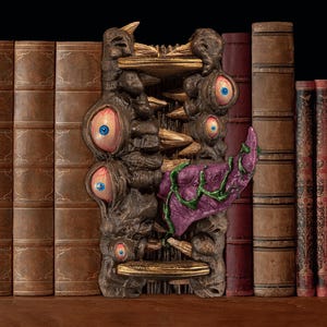 Mimic Book Nook: 3D Printed Fantasy Bookshelf Insert for D&D Gamers