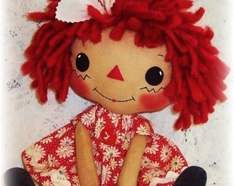 Cloth Doll Pattern, PDF Pattern, Rag Doll Sewing Pattern, primitive doll, raggedy ann, annie  Softie, digital download, Instant download