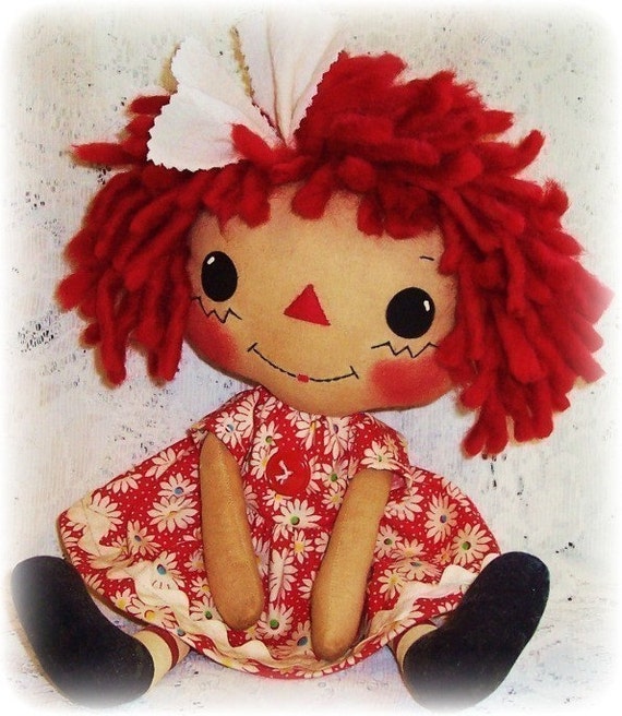 Raggedy Ann Annie primitive doll pattern PDF sewing pattern Rag Doll Pattern Rag Doll Pattern