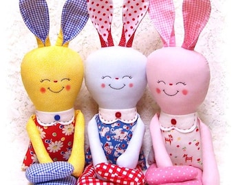 Bunny Rabbit spring Easter sewing cloth doll PATTERN, PDF Softie, Soft Toy, Stuffed Animal, Rag Doll Pattern