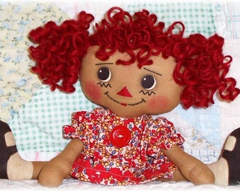 Small Doll Pattern, Cloth Doll Pattern, Rag Doll Pattern, PDF Sewing Pattern, Raggedy Ann pattern, primitive doll pattern, Annie, curly hair