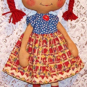 Cloth Doll sewing Pattern, Rag Doll Pattern, PDF pattern, raggedy Ann, primitive doll, Annie pattern, digital download, instant download image 2