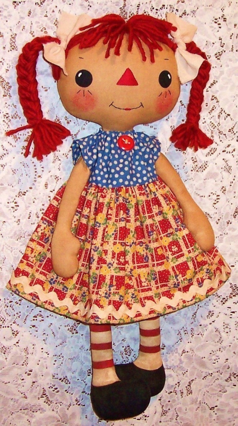 Cloth Doll sewing Pattern, Rag Doll Pattern, PDF pattern, raggedy Ann, primitive doll, Annie pattern, digital download, instant download image 2