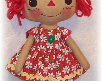 Doll Pattern, Rag Doll Cloth Doll pattern PDF pattern, Sewing, Primitive doll, Raggedy Ann Annie, Instant Download, Digital Download