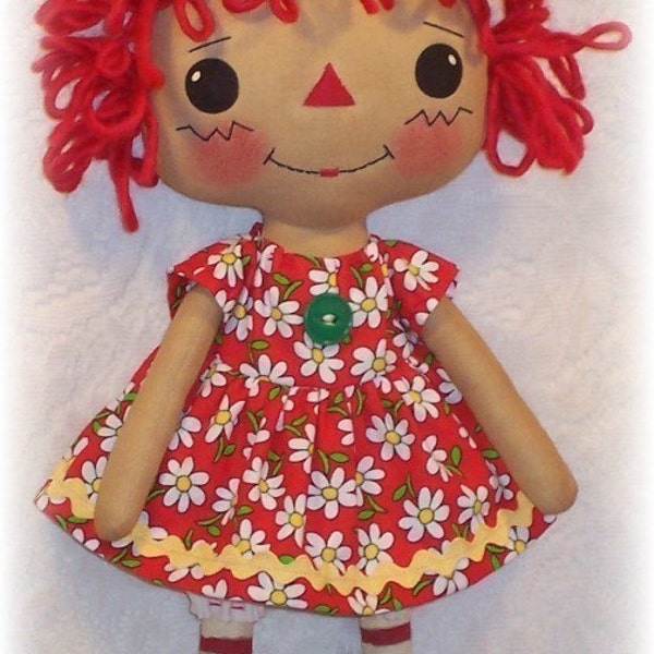 Doll Pattern, Rag Doll Cloth Doll pattern PDF pattern, Sewing, Primitive doll, Raggedy Ann Annie, Instant Download, Digital Download